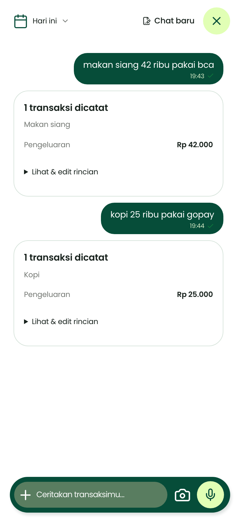 Tangkapan layar chat DOUI asli menggunakan data contoh fiktif